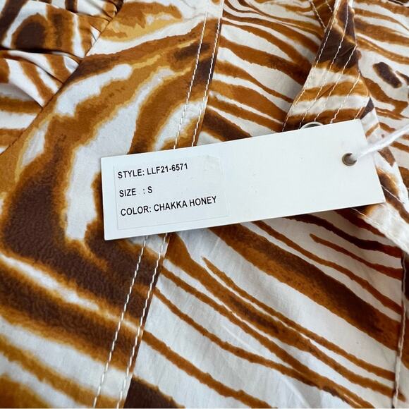 Anthropologie Love The Label Honey Puff Sleeve Swirl Midi Dress Zebra S NWT - Picture 11 of 15